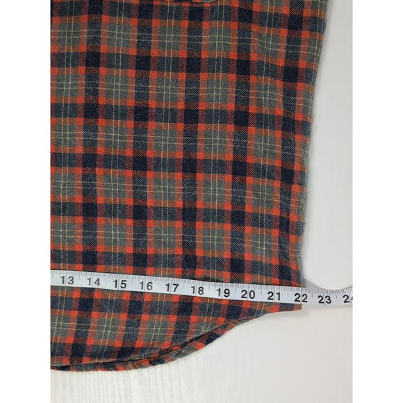Woolrich Trout Run Mens M Flannel Shirt Plaid Orange Blue Long Sleeve Cotton - Picture 13 of 15